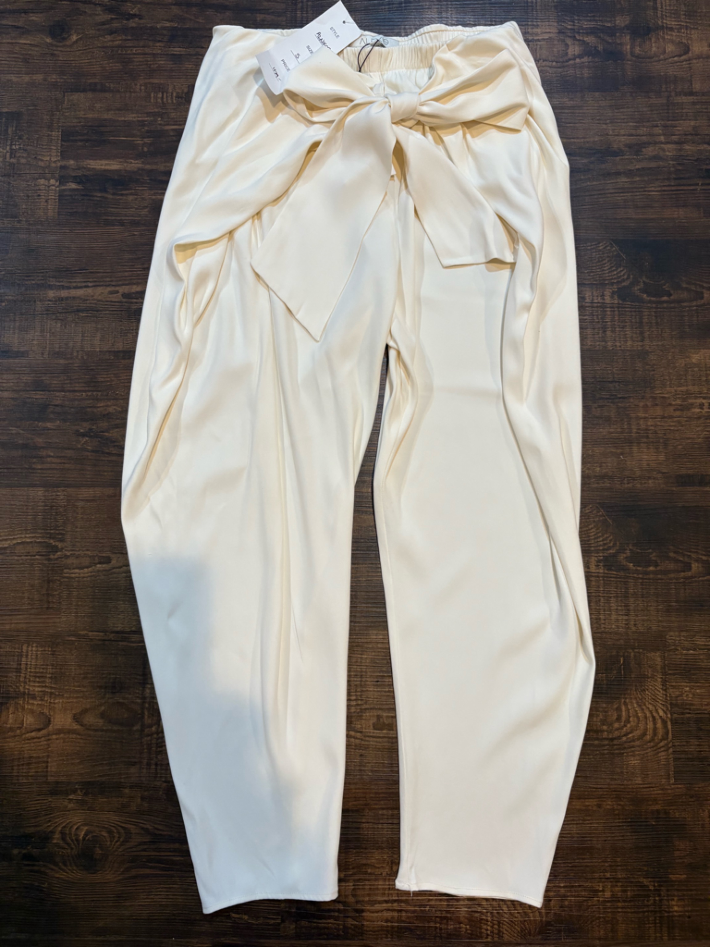 Alexis Cream Wide-Leg Satin Trousers